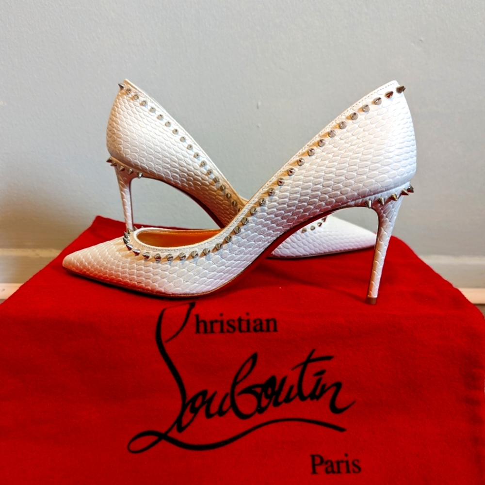 Christian Louboutin Anjalina 85 Calf Jurassic Blanco/Silver